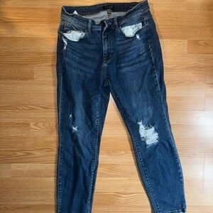 Judy Blue Dark Blue Distressed Slim Fit Denim Jeans Size 14W